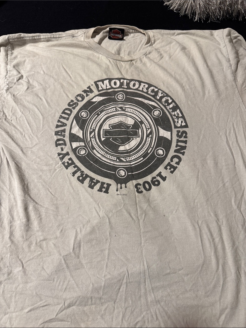 Harley-Davidson Cream T-Shirt with Black Circular Logo